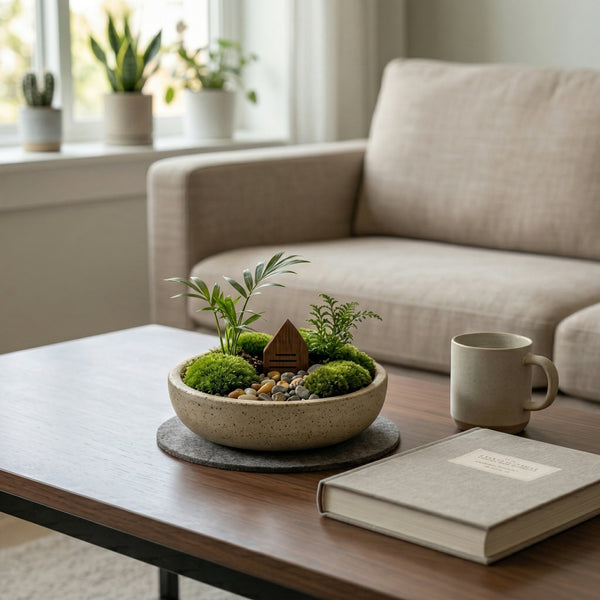 Mini Moss Landscape Planter with Woodland Cottage Accent