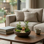 Mini Moss Landscape Planter with Wooden House Accent