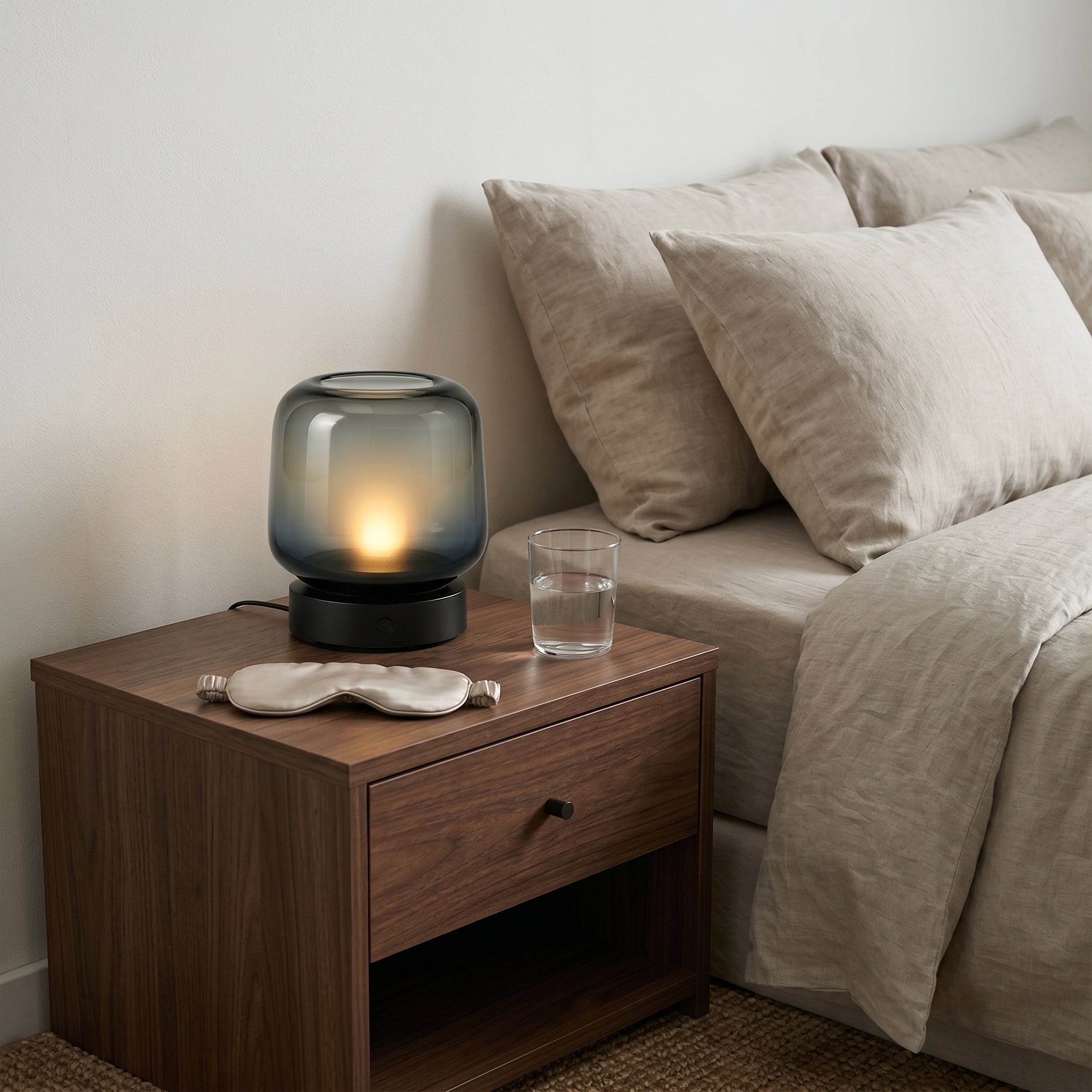 Smoked Glass Ambient Table Lamp