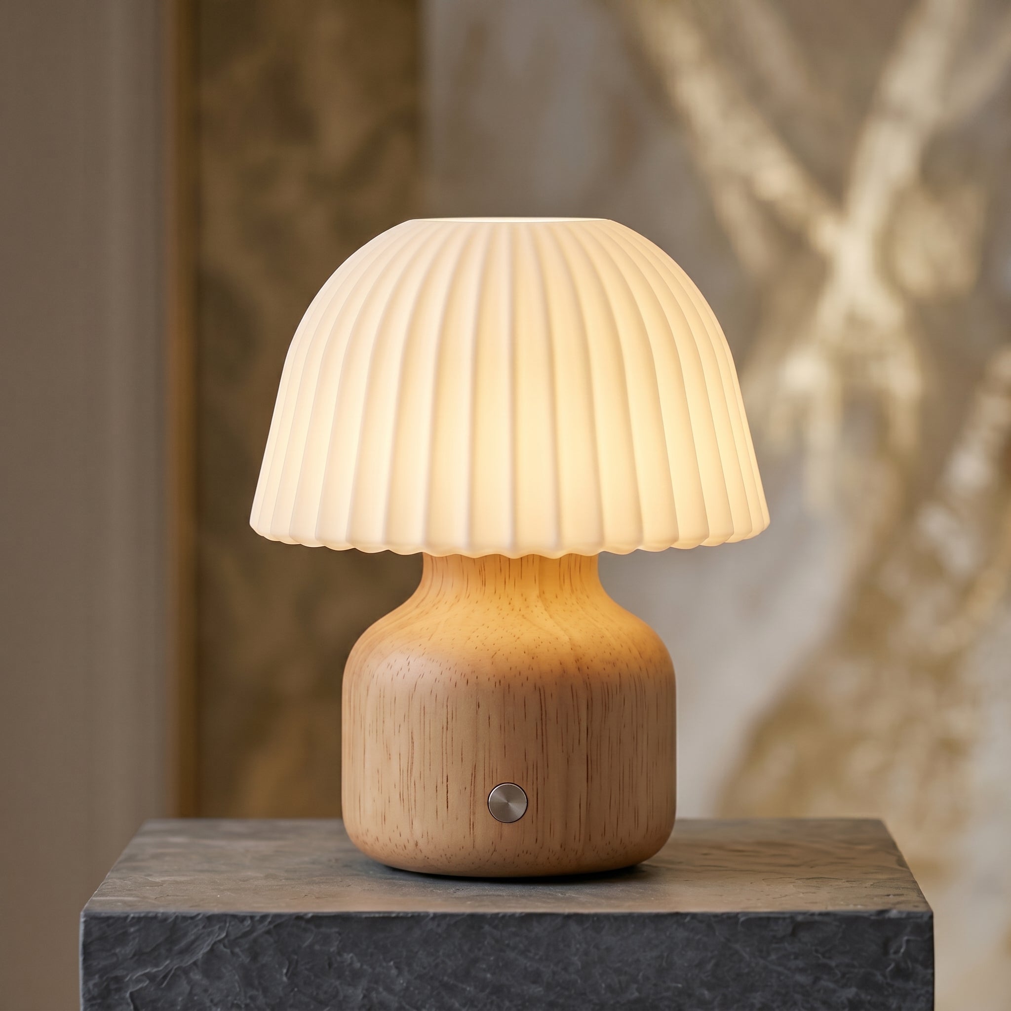 Pleated Mushroom Table Lamp