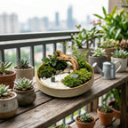 Mini Zen Moss Landscape Planter with Driftwood Bridge Accent