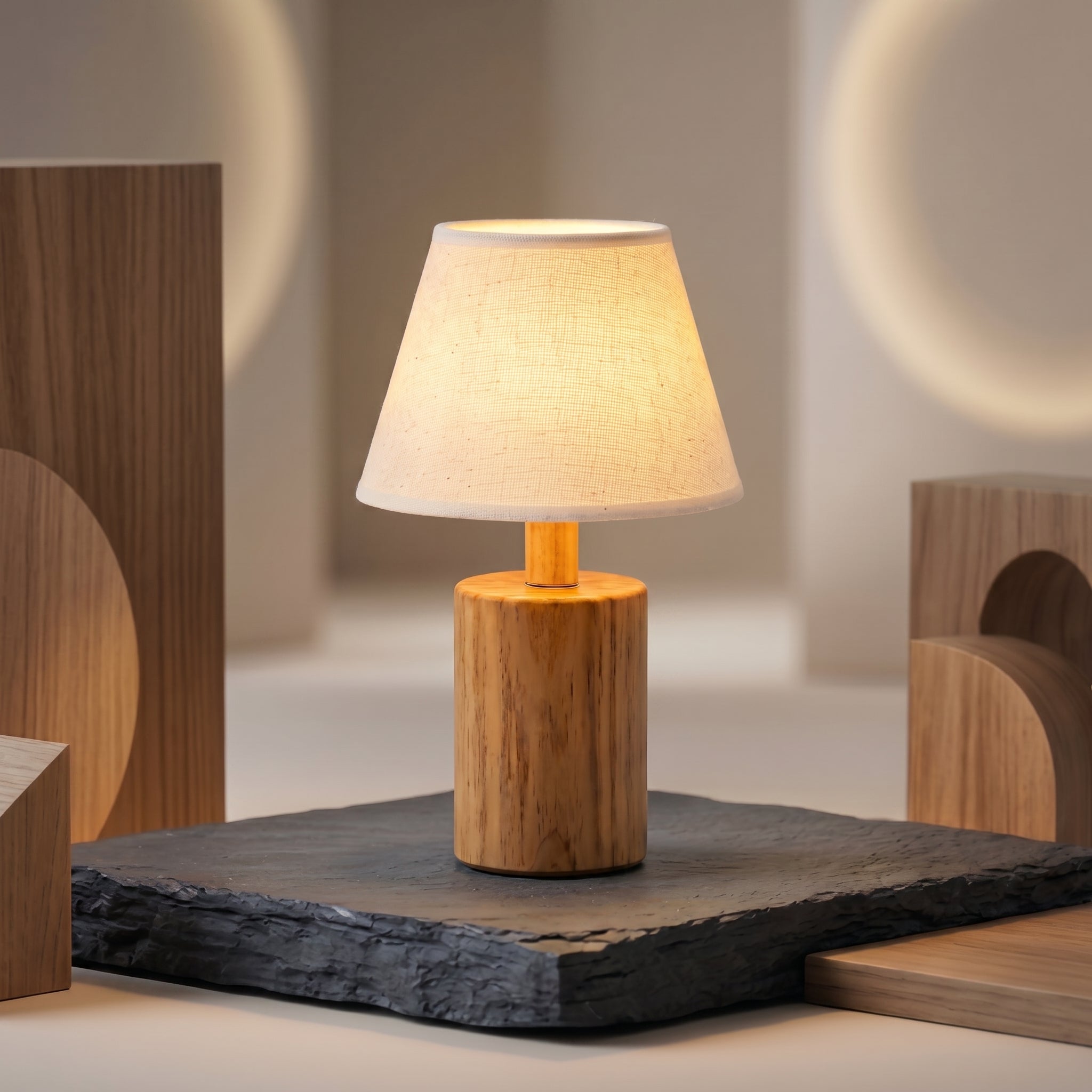 Modern Wooden Cylinder Table Lamp