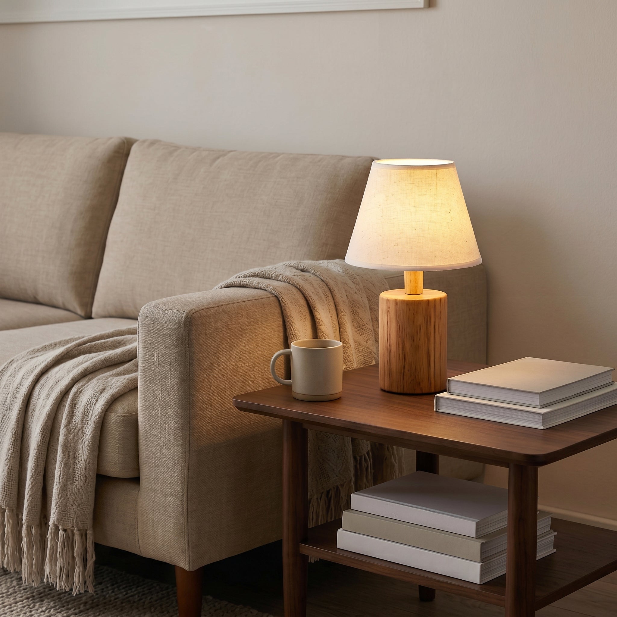 Modern Wooden Cylinder Table Lamp