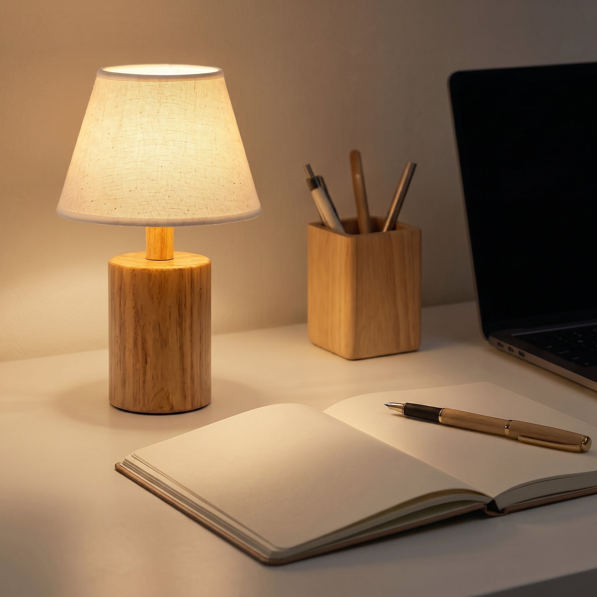 Modern Wooden Cylinder Table Lamp