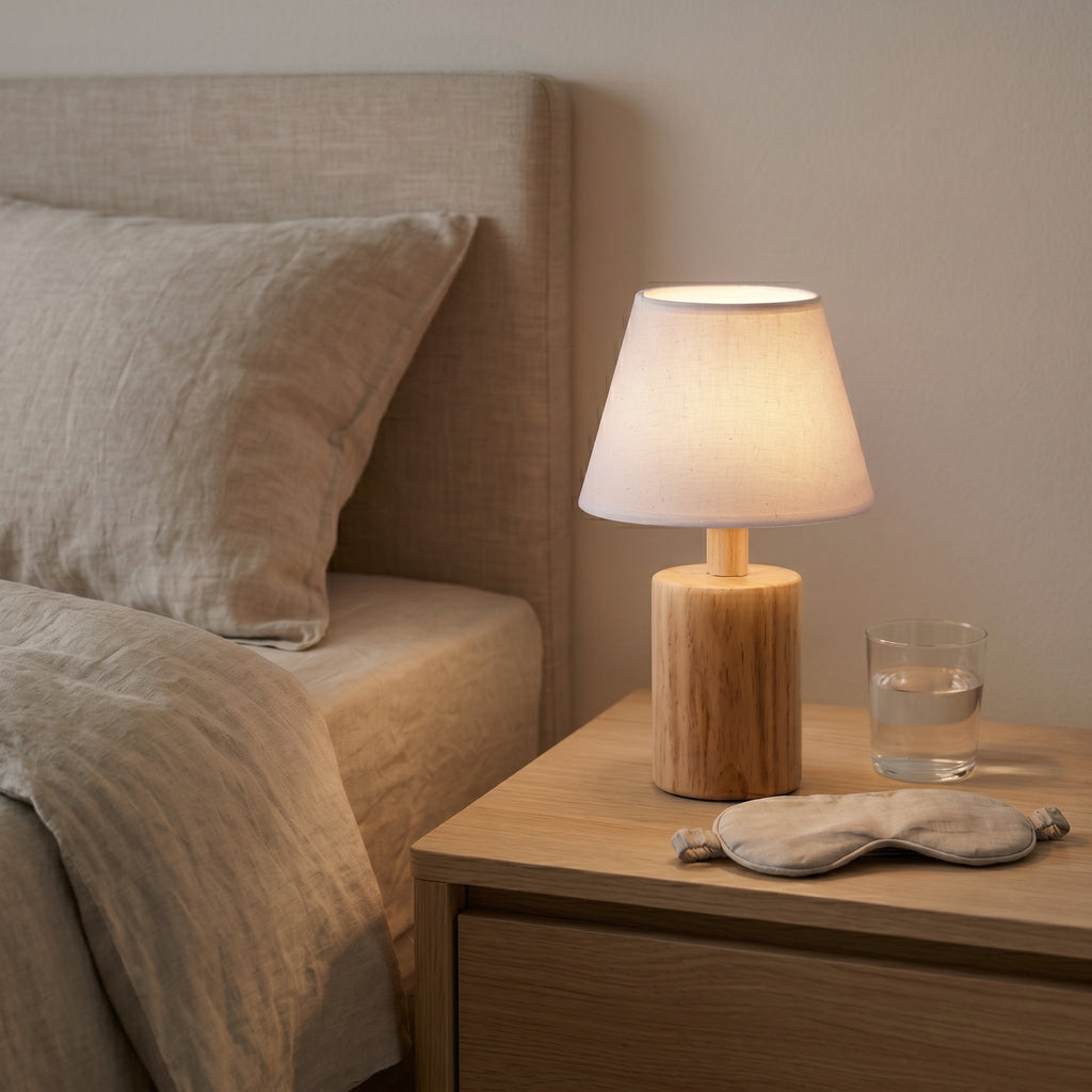Modern Wooden Cylinder Table Lamp